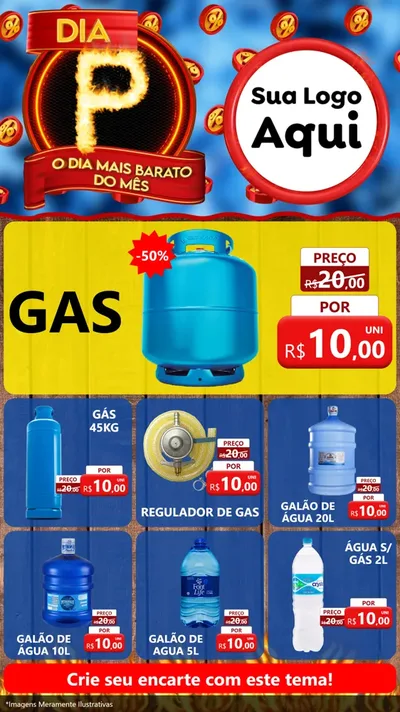 Modelo de Rede Social para Stories com o tema Dia P - O Dia Mais Barato Do Mês para Água e gás