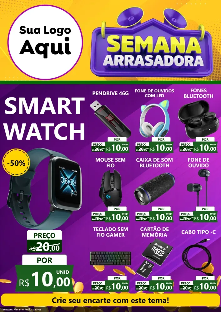 Modelo de Encarte para Encarte A4 Vertical com o tema Semana Arrasadora para Informática