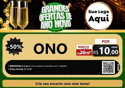 Modelo de Cartaz para Cartaz A4 Horizontal com o tema Grandes Ofertas de Ano Novo para Óticas