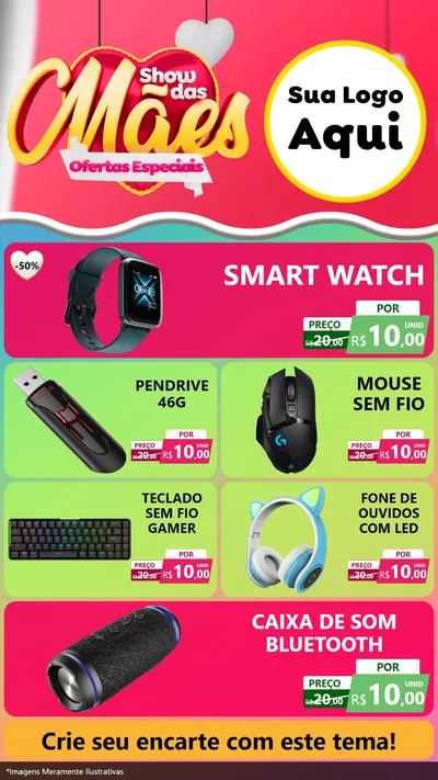 Modelo de TV para TV Vertical com o tema Show das Mães - Ofertas Especiais para Informática