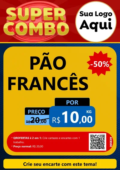 Modelo de Cartaz para Cartaz A4 Vertical com o tema Super Combo para Padaria