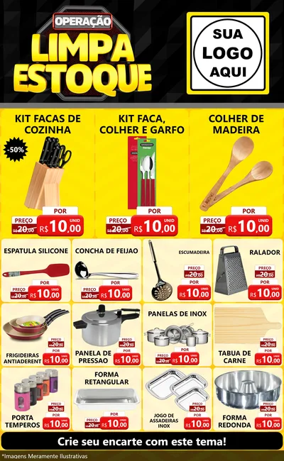 Modelo de Encarte para Encarte Grande com o tema Operação Limpa Estoque para Utilidades Domésticas