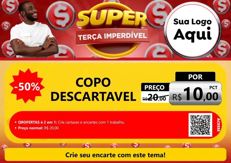 Modelo de Cartaz para Cartaz A4 Horizontal com o tema Super Terça Imperdível para Embalagens