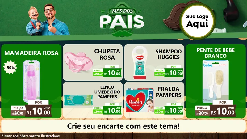 Modelo de TV para TV Horizontal com o tema Mês dos Pais para Bebês