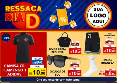 Modelo de Encarte para Encarte A4 Horizontal com o tema Ressaca Dia D para Roupas e acessórios