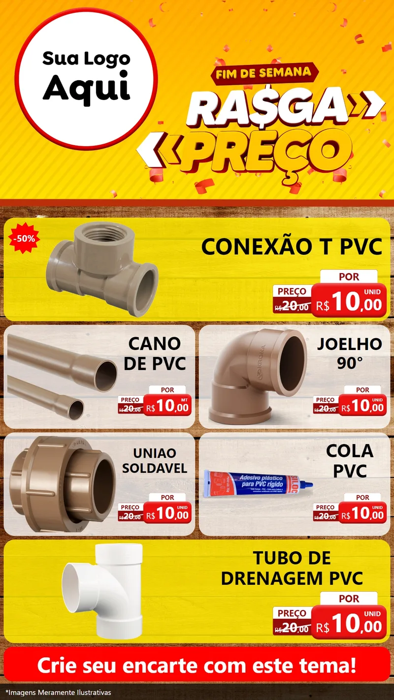 Modelo de TV para TV Vertical com o tema Fim de Semana Rasga Preços para Tubos e conexões