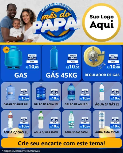 Modelo de Rede Social para Feed Instagram com o tema Ofertas Imperdíveis Mês Do Papai para Água e gás