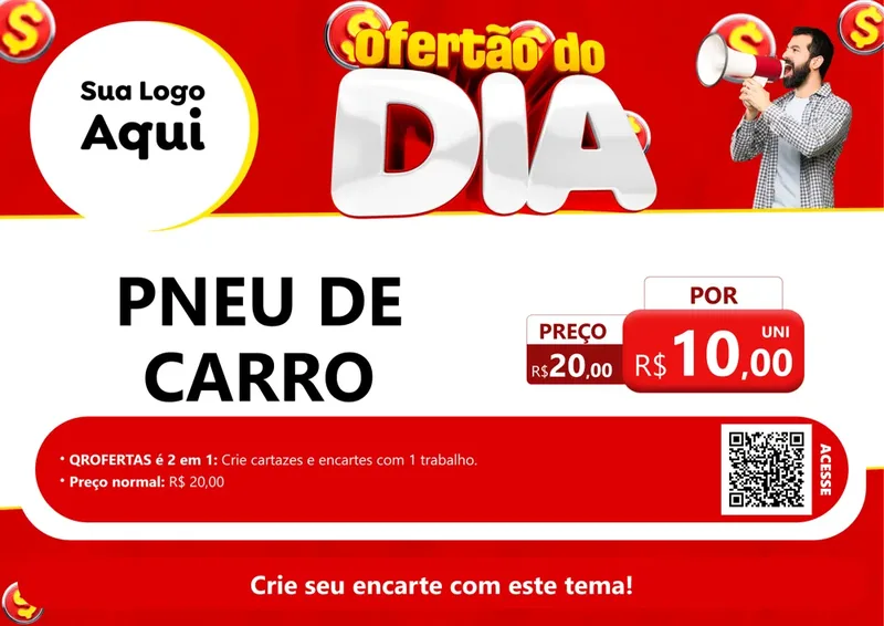 Modelo de Cartaz para Cartaz A4 Horizontal com o tema Ofertão do dia para Auto peças