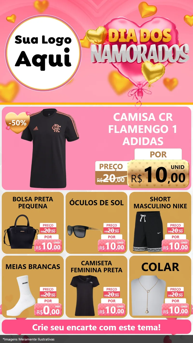 Modelo de Rede Social para Stories com o tema Dia dos Namorados para Roupas e acessórios