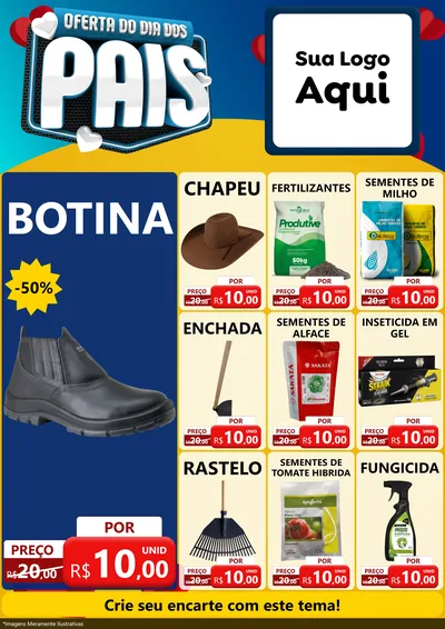 Modelo de Encarte para Encarte A4 Vertical com o tema Oferta Do Dia Dos Pais para Agropecuária