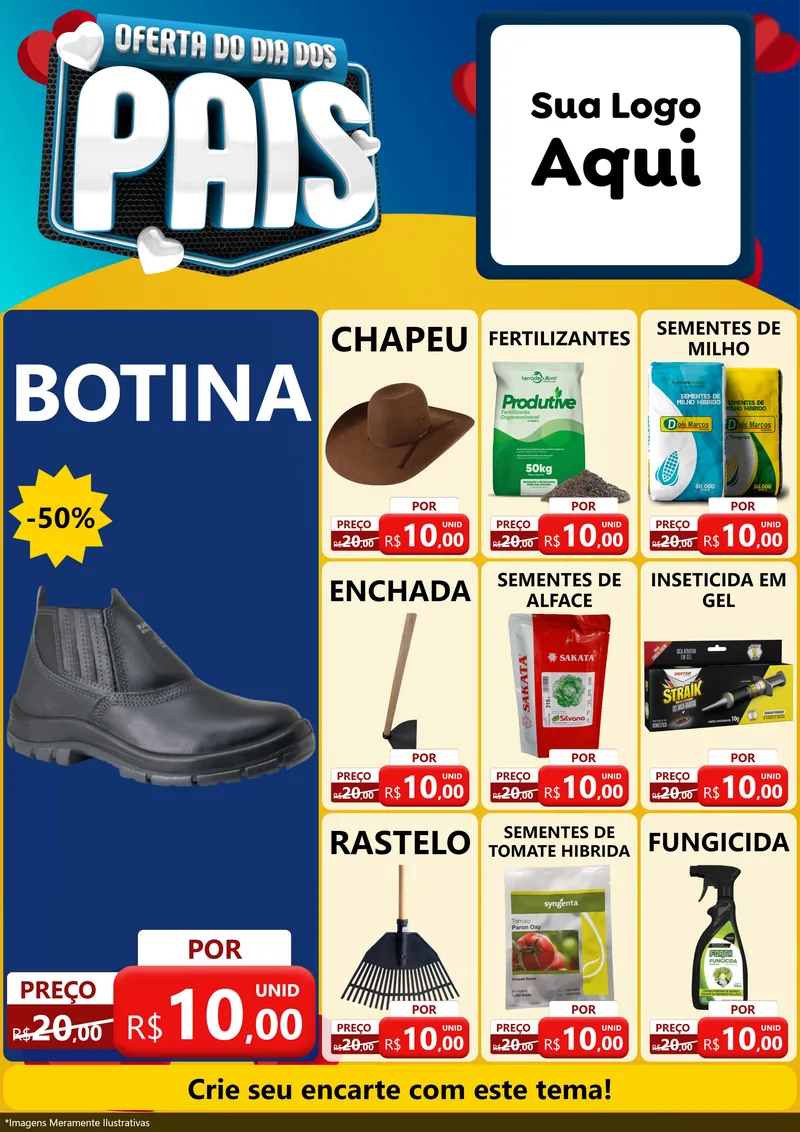 Modelo de Encarte para Encarte A4 Vertical com o tema Oferta Do Dia Dos Pais para Agropecuária