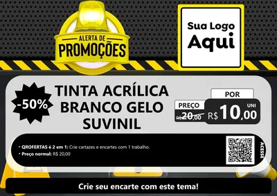 Modelo de Cartaz para Cartaz A4 Horizontal com o tema Alerta de Promoções para Tintas e Ferramentas