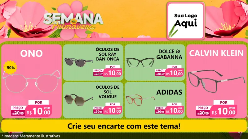 Modelo de TV para TV Horizontal com o tema Semana da Primavera para Óticas