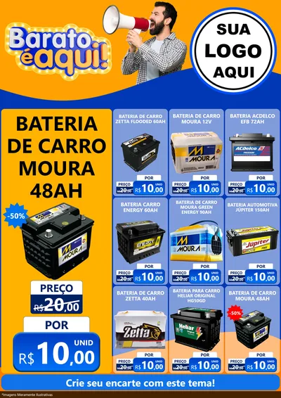Modelo de Encarte para Encarte A4 Vertical com o tema Barato é aqui para Baterias Elétricas