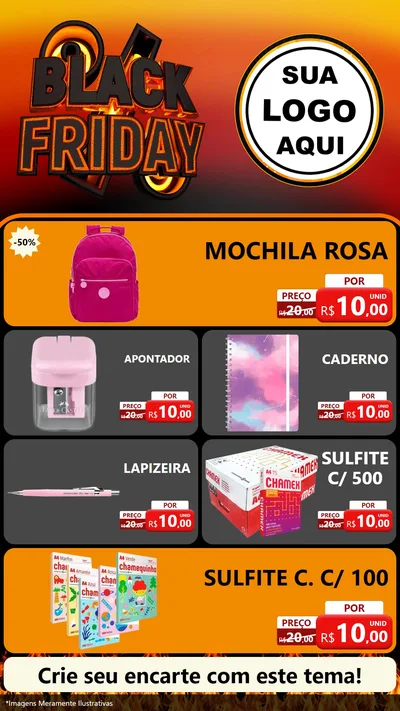 Modelo de TV para TV Vertical com o tema Black Friday para Papelaria