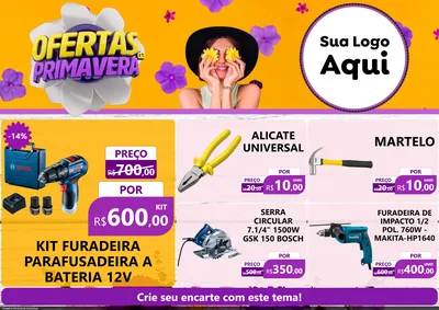 Modelo de Encarte para Encarte A4 Horizontal com o tema Ofertas Da Primavera para Maquinas e Ferramentas