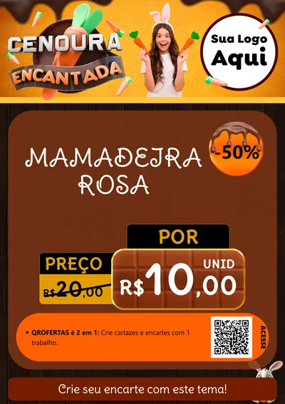 Modelo de Cartaz para Cartaz A4 Vertical com o tema Cenoura Encantada - Páscoa para Bebês
