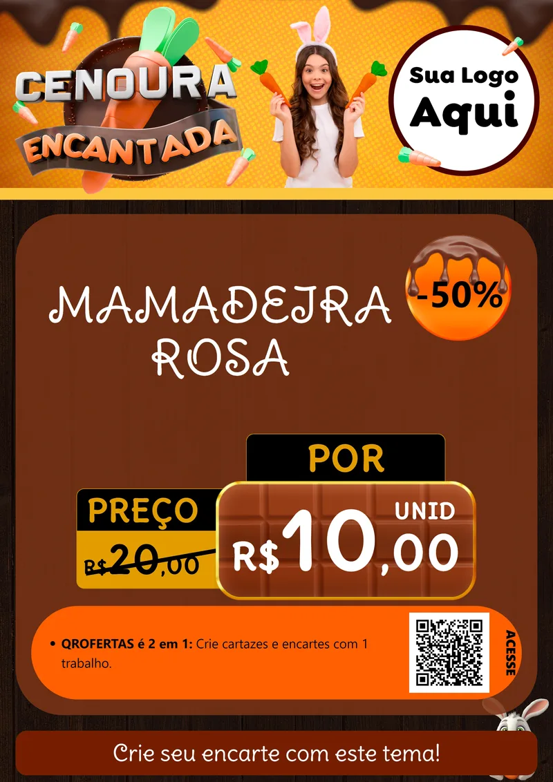 Modelo de Cartaz para Cartaz A4 Vertical com o tema Cenoura Encantada - Páscoa para Bebês