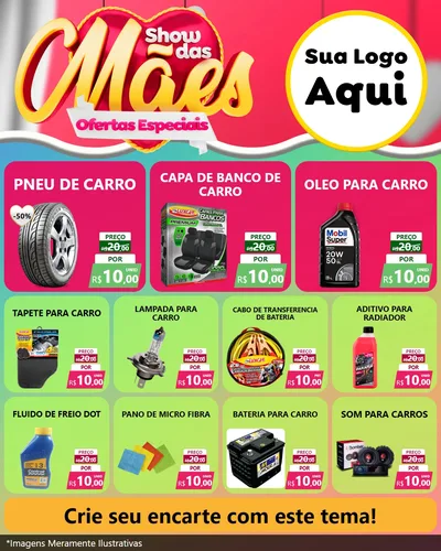 Modelo de Rede Social para Feed Instagram com o tema Show das Mães - Ofertas Especiais para Auto peças