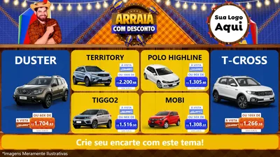 Modelo de TV para TV Horizontal com o tema Arraiá Com Desconto para Concessionaria de Carros