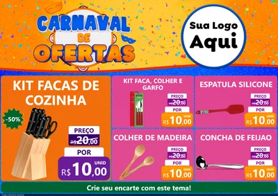 Modelo de Encarte para Encarte A4 Horizontal com o tema Carnaval de Ofertas para Utilidades Domésticas