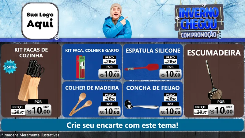 Modelo de TV para TV Horizontal com o tema Inverno Chegou Com Promoção para Utilidades Domésticas