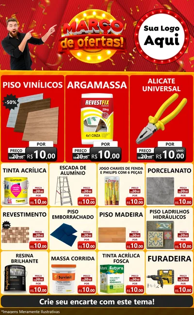 Modelo de Encarte para Encarte Grande com o tema Março de Ofertas! para Material para Construção