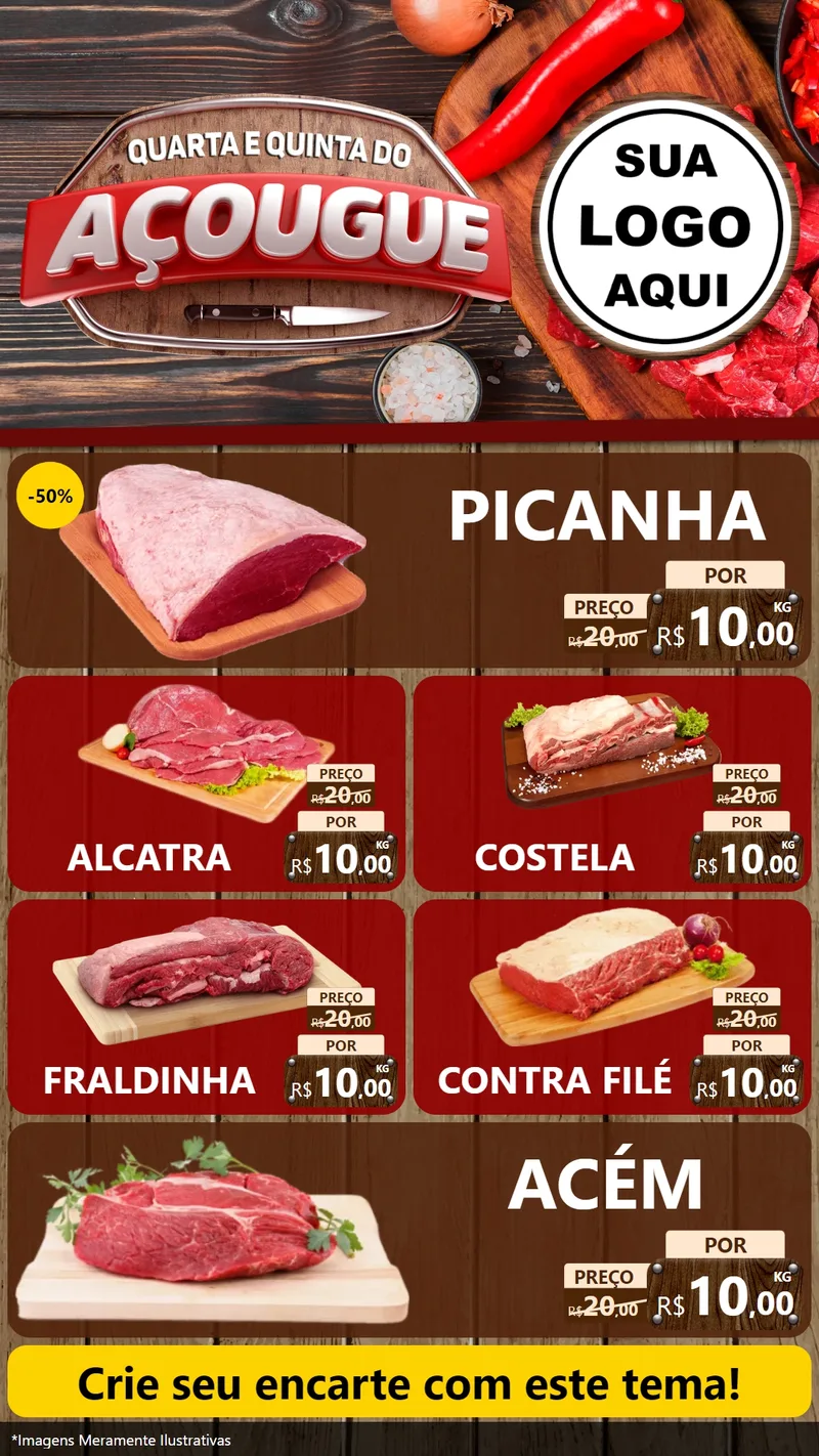 Modelo de TV para TV Vertical com o tema Quarta e Quinta do Açougue para Açougue