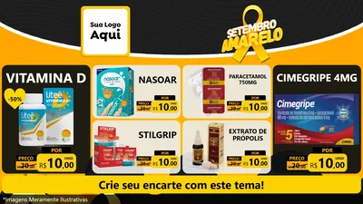 Modelo de TV para TV Horizontal com o tema Setembro Amarelo para Farmácia