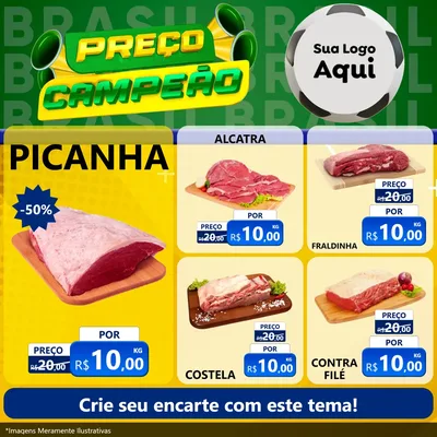 Modelo de Rede Social para Feed Facebook com o tema Preço Campeão - Copa para Açougue