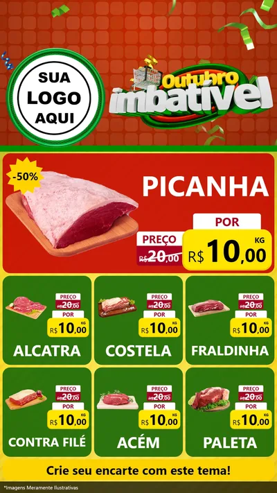 Modelo de Rede Social para Stories com o tema Outubro Imbatível para Açougue