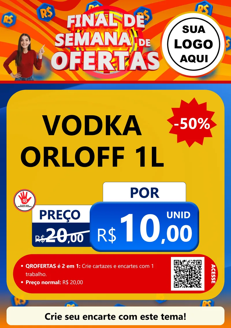 Modelo de Cartaz para Cartaz A4 Vertical com o tema Final de Semana de Ofertas para Distribuidora de bebidas