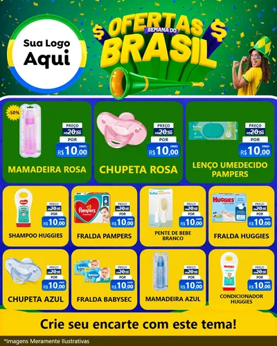 Modelo de Rede Social para Feed Instagram com o tema Ofertas Semana do Brasil para Bebês