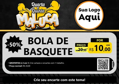 Modelo de Cartaz para Cartaz A4 Horizontal com o tema Quarta e Quinta Maluca para Artigos Esportivos