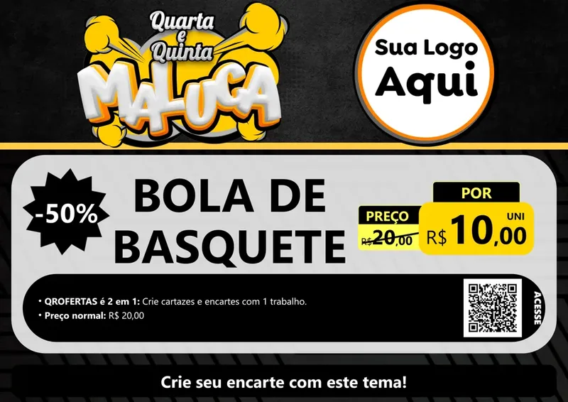 Modelo de Cartaz para Cartaz A4 Horizontal com o tema Quarta e Quinta Maluca para Artigos Esportivos