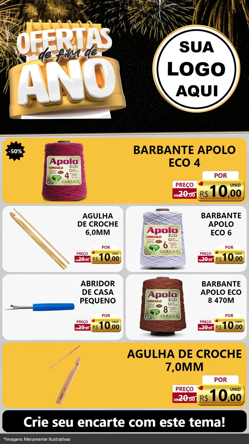 Modelo de TV para TV Vertical com o tema Ofertas de Fim de Ano para Armarinho e Aviamentos