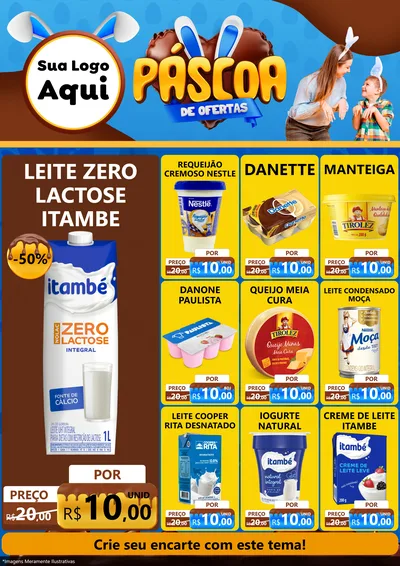Modelo de Encarte para Encarte A4 Vertical com o tema Páscoa de Ofertas para Frios e Laticínios