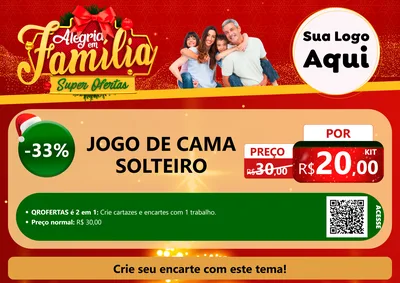 Modelo de Cartaz para Cartaz A4 Horizontal com o tema Alegria em Família Super Ofertas - Natal para Cama, Mesa e Banho