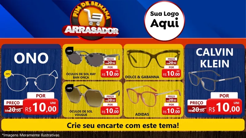 Modelo de TV para TV Horizontal com o tema Fim De Semana Arrasador para Óticas