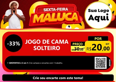 Modelo de Cartaz para Cartaz A4 Horizontal com o tema Sexta-feira Maluca para Cama, Mesa e Banho