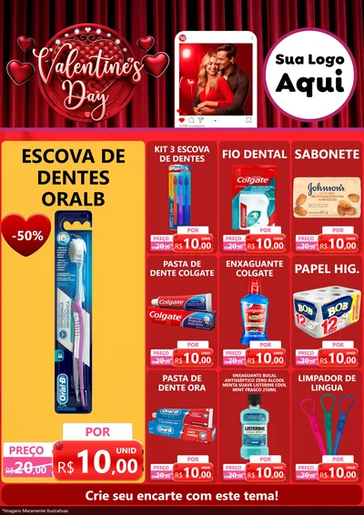 Modelo de Encarte para Encarte A4 Vertical com o tema Valentine's Day para Higiene Pessoal