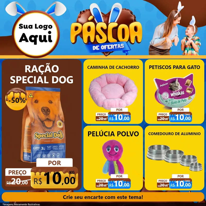 Modelo de Rede Social para Feed Facebook com o tema Páscoa de Ofertas para Pet Shop