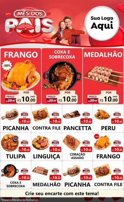 Modelo de Encarte para Encarte Grande com o tema Mês dos Pais para Assados