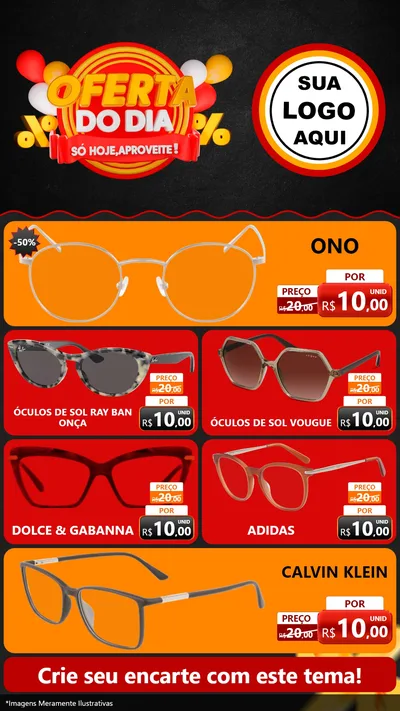 Modelo de TV para TV Vertical com o tema Oferta do Dia - Só hoje, Aproveite! para Óticas