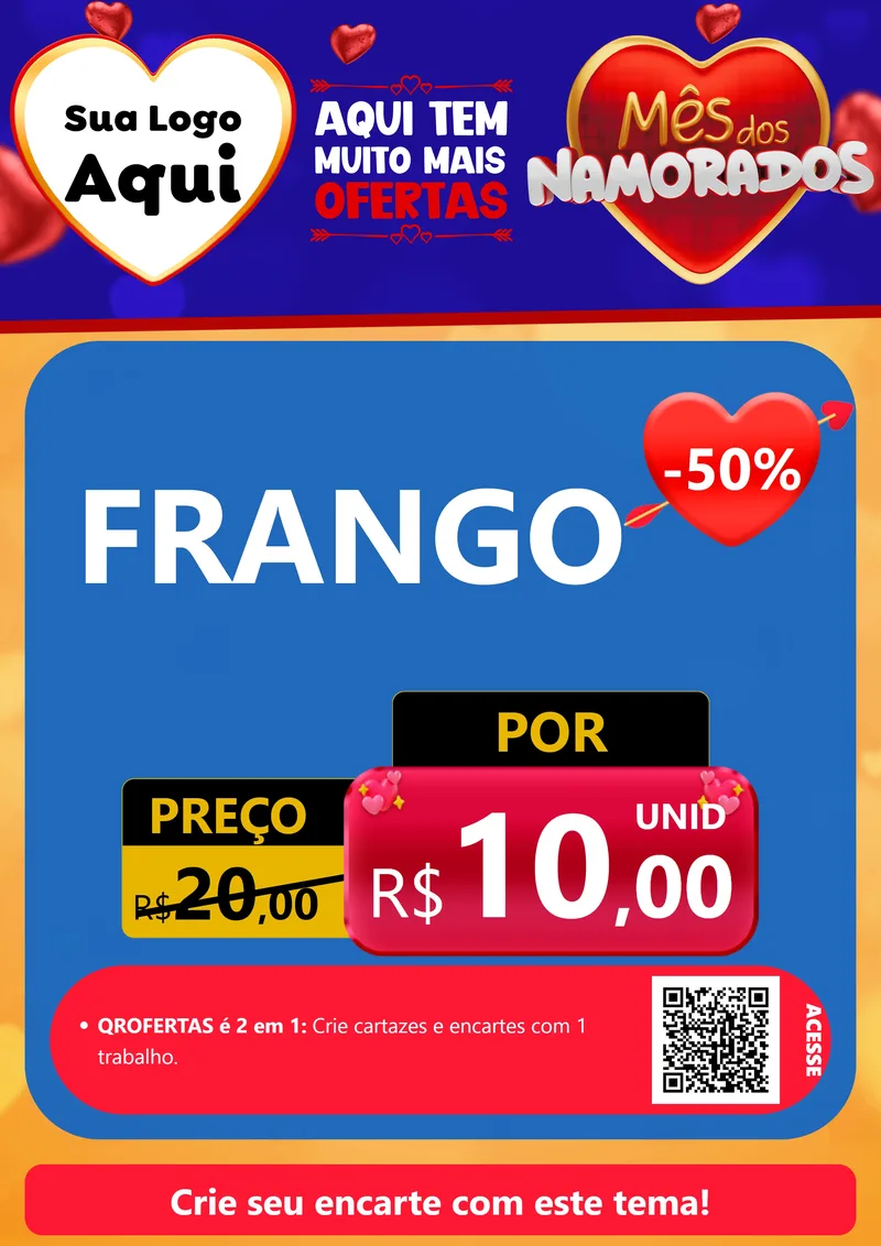 Modelo de Cartaz para Cartaz A4 Vertical com o tema Mês dos Namorados para Assados