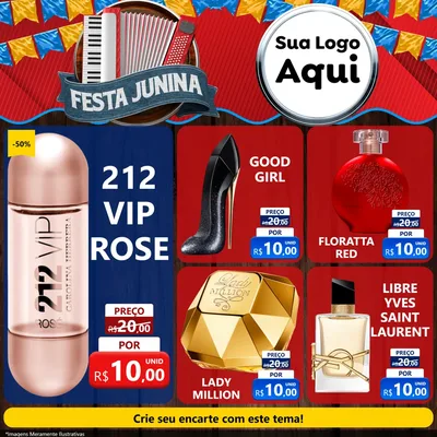Modelo de Rede Social para Feed Facebook com o tema Festa Junina para Perfumes
