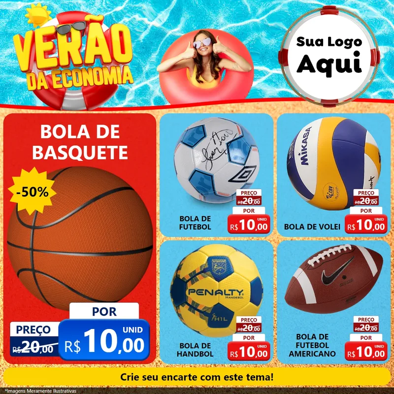 Modelo de Rede Social para Feed Facebook com o tema Verão da Economia para Artigos Esportivos