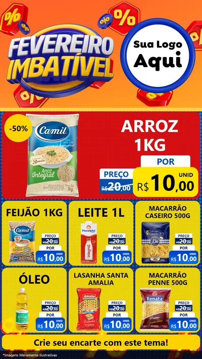 Modelo de Rede Social para Stories com o tema Fevereiro Imbatível para Supermercado