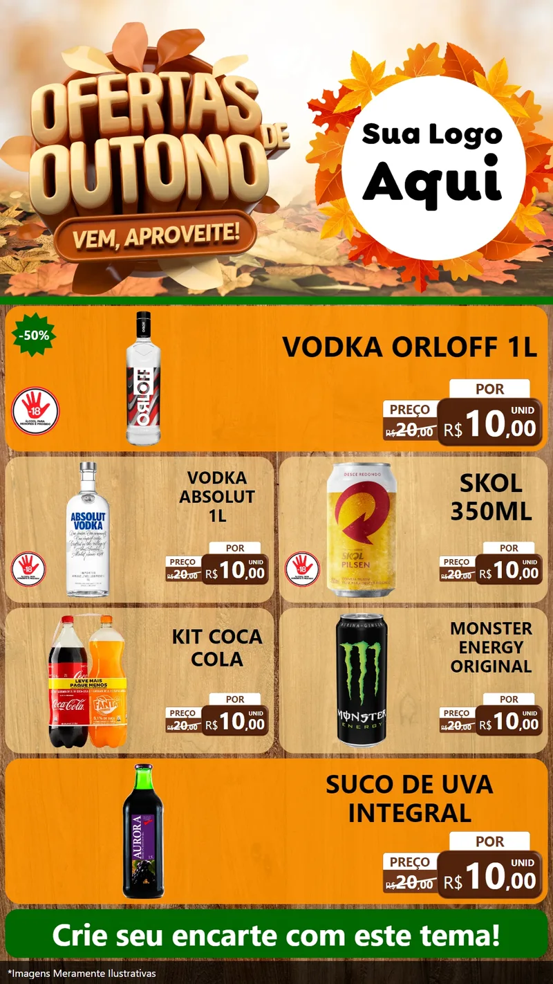 Modelo de TV para TV Vertical com o tema Ofertas de Outono - Vem, Aproveite! para Distribuidora de bebidas