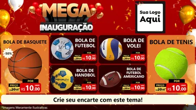Modelo de TV para TV Horizontal com o tema Mega Inauguração para Artigos Esportivos